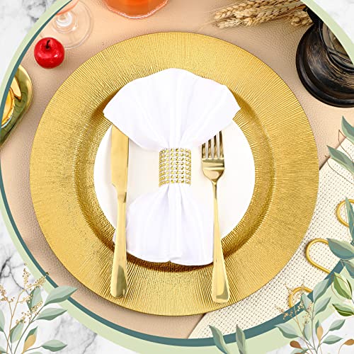 Modern Style Gold Charger Plates Bulk - 50 Pieces 13-Inch Round Plastic Dinner Chargers for Table Setting