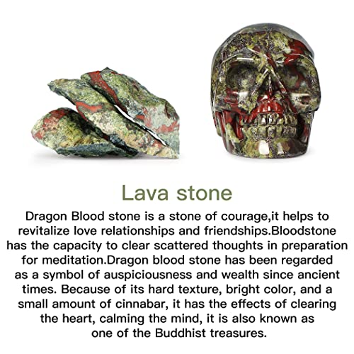 Artistone 1.8-Inch Dragon Blood Stone Hand Carved Crystal Skull Decor Halloween Gift Variation of Skull-Dragon Blood Stone