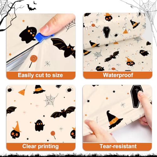 Milk White Grimace Halloween Plastic Table Cover Roll 54x320FT with Cutter Box - Cut to Size Party Tablecloth