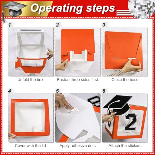 Grad Orange Graduation Decorations Balloon Kit with Balloons & Boxes - Class of 2026