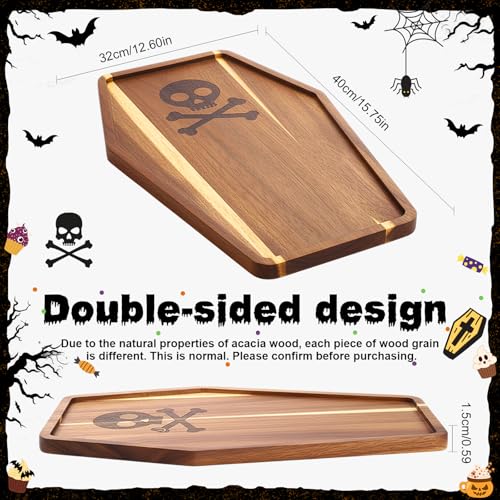 Potchen Halloween Coffin Wooden Charcuterie Board & Serving Tray - Spooky Kitchen Decor