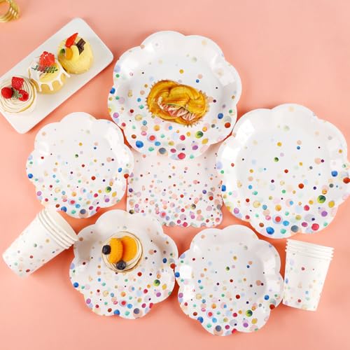 Colorful Birthday Plates and Napkins Set - Confetti Party Supplies for 50 Guests - Variation of THIS listing