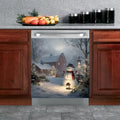 Farmhouse Snowman Dishwasher Magnet Cover - Winter Christmas Kitchen Decor, 23x26 inches
