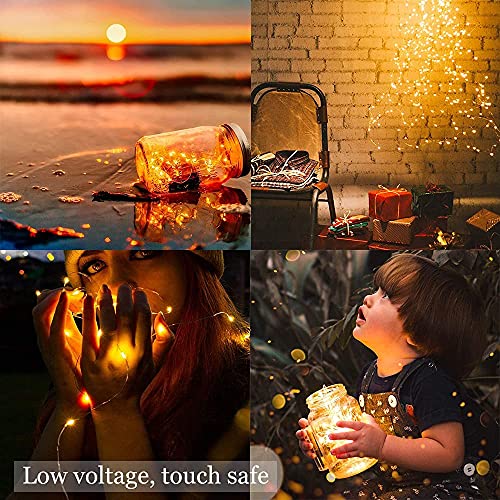 Battery Operated Fairy String Lights - 8 Pack Warm White 5m Copper Wire Starry Lights for Xmas, Bedroom, Party, Wedding, Indoor Decor