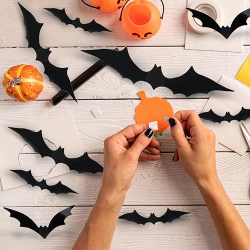 Halloween 3D Bat Wall Decor Set - 180 Pieces Multi Size Bat Stickers