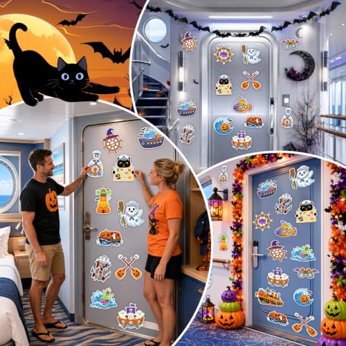 Halloween Cruise Door Magnets Set - Reusable Magnetic Stickers for Cars & Refrigerators