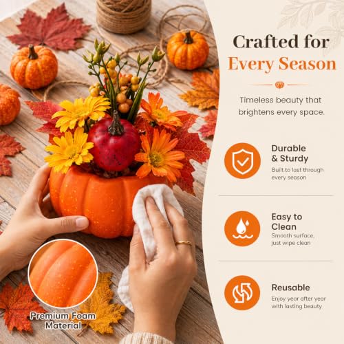 Mini Pumpkin Tower-8 Faux Fall Pumpkins for Halloween Thanksgiving Fall Decor