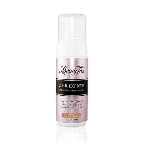 Loving Tan 2 HR Express Self Tanning Mousse - Streak-Free, Natural Finish | Medium, 4 FL Oz - Professional Quality