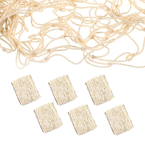 Natural Fish Net Decoration Set for Ocean & Mermaid Party, Beach Wall Hangings - Beige, 6 Pack