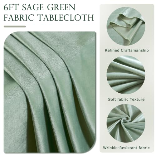 2 Pack Sage Green Fitted Tablecloth for 6ft Rectangle Tables Wrinkle Free