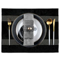 Black Velvet Placemats Set of 4 with Silver Sequin Rhinestones - Elegant Table Decor