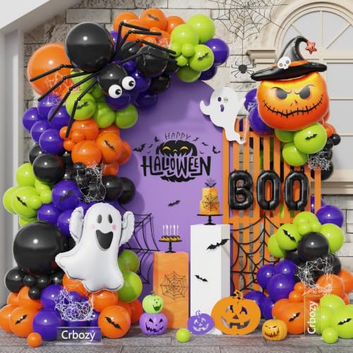 Halloween Balloon Arch Kit with Ghost and Pumpkin Foil Balloons - 152 Pieces