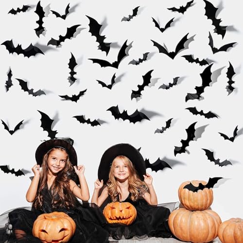 Halloween Bat Wall Stickers Set - 120 PVC Removable Indoor Outdoor Decor