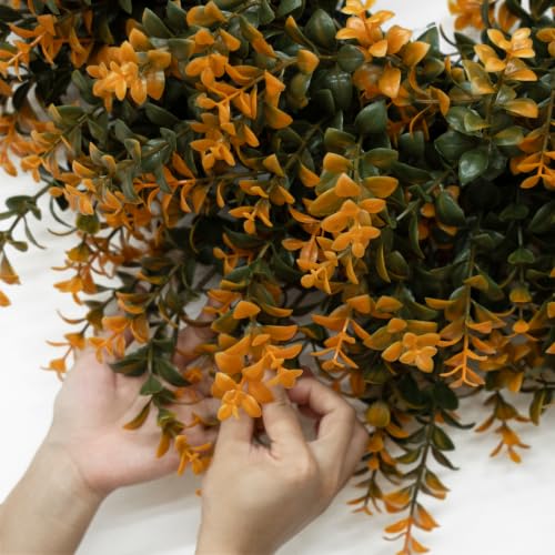 26 Inch Fall Wreath for Front Door Outdoor Boxwood Wreath - Orange