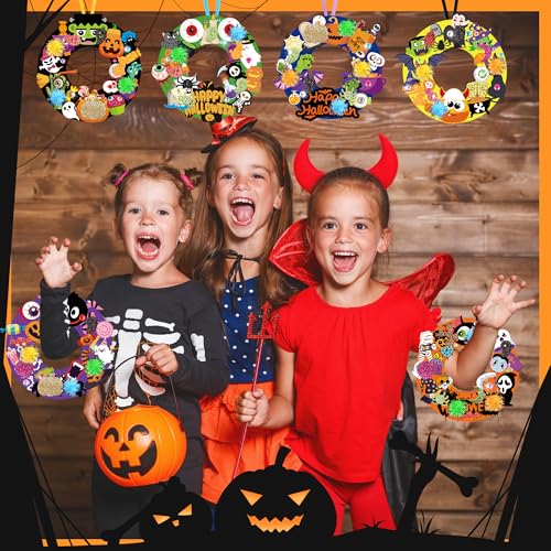 Halloween Wreath Craft Kit - 36 Pieces DIY Decorations & Accessories for Spooky Holiday