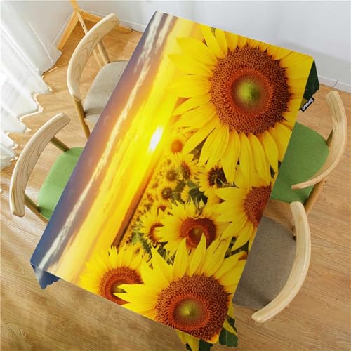 Sunflower Tablecloth 52x70 Inch Rectangular Yellow Floral Kitchen Dining Decor - Sunflowers Variation