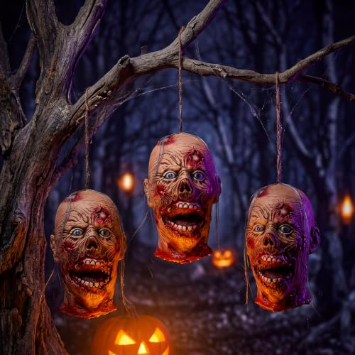 Halloween Zombie Head Props Set - Basic 10 x 12.8 Inches, 3 Pieces