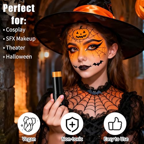 Orange Face & Body Paint Stick for Halloween and Cosplay - Pumpkin Special Effects - Drawdart