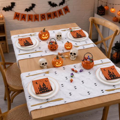 Ghost Halloween Plush Faux Fur Table Runner 90 Inch - Ghost / 13x90 Inch