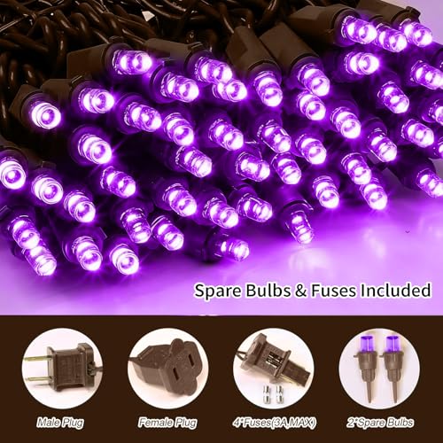 Purple Halloween String Lights 21.6FT 100 LED Waterproof Connectable Indoor Outdoor