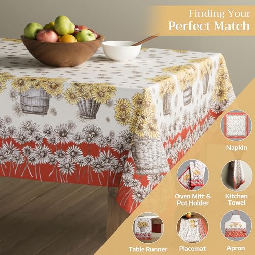 Maison d'Hermine 130 Bagatelle Tablecloth - 60 x 120 Inch Rectangular Cotton