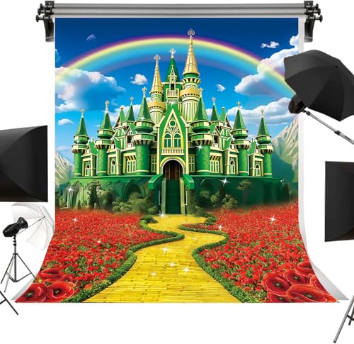 6x8FT Rainbow Floral Castle Backdrop for Baby Shower Birthday Party Photography