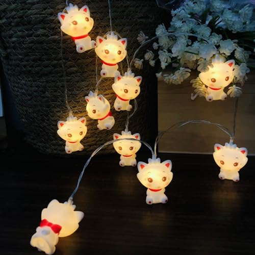 USB Cat String Lights 1.65m with Crown Cat Design - Fairy Lights for Kids Room & Parties