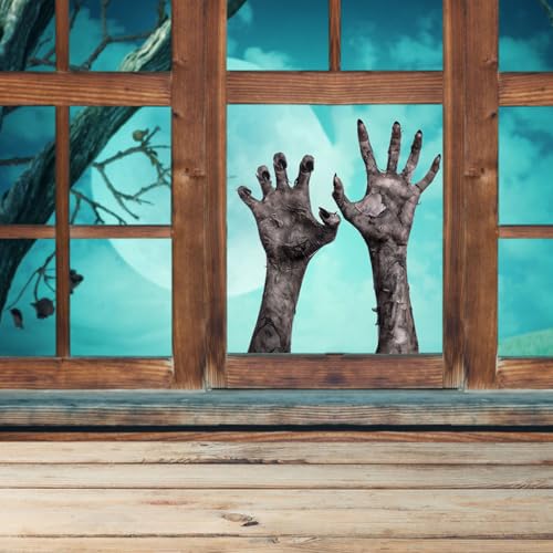 Halloween Ghost Hand Window Decals - Reusable 3D Horror Wall Stickers