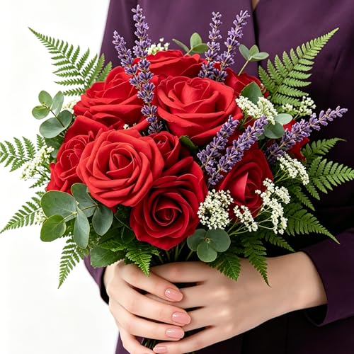 Artificial Roses Flowers 25pcs Red Foam Wedding Bouquet Decor - Variation of THIS listing