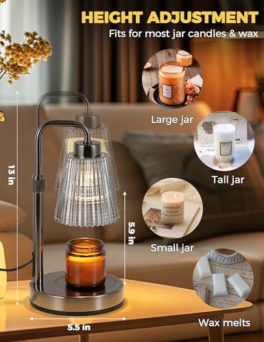 Silver Gray Candle Warmer Lamp with 24h Cycle Timer & Dimmable Feature
