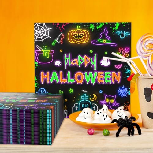 Halloween Paper Napkins 48 Pack - Ghost & Spooky Design for Parties & Events