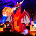 8ft Halloween Inflatable Fire Dragon Yard Decoration with LED Lights Waterproof