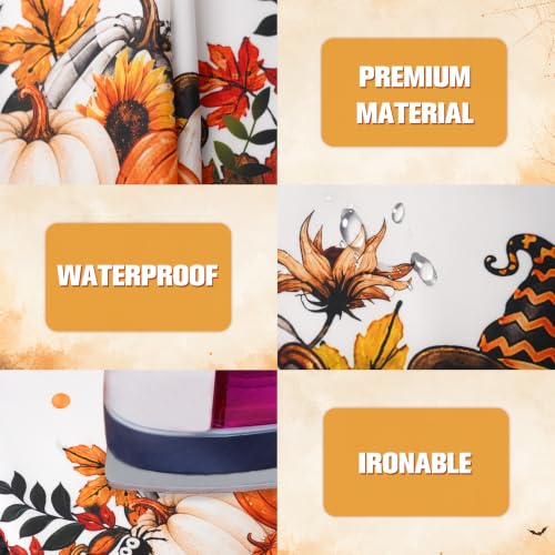 White Halloween Pumpkin Ghost Tablecloth - 84x60 Inch Oval Fall Decor