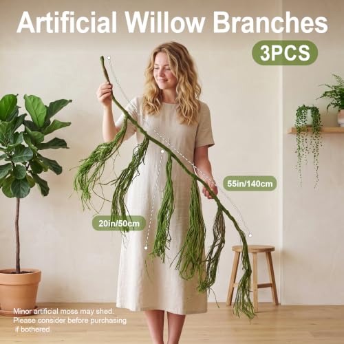Elegant 55-Inch Artificial Bendable Tree Branches with DIY Moss - 3 Pack