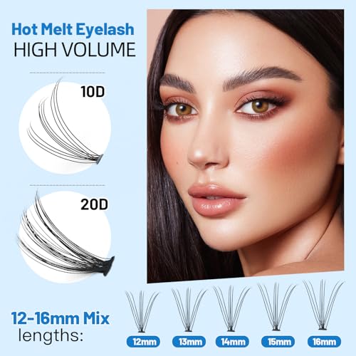 Mixed D Curl Lash Clusters 10D 20D with 6mm Lower Lashes 240pcs - 12-16mm Variations