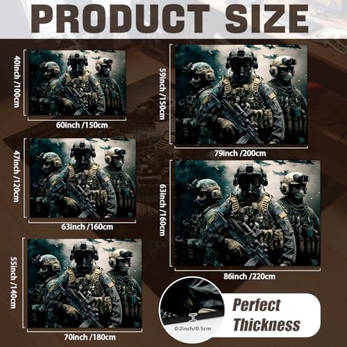 Battle Game Rug for Boys 3'4 x 5' Teen Gaming Carpet with Non-Slip Base - Threesome Variation