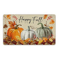 Happy Fall Pumpkin Doormat - Autumn Maple Leaves Front Door Decor