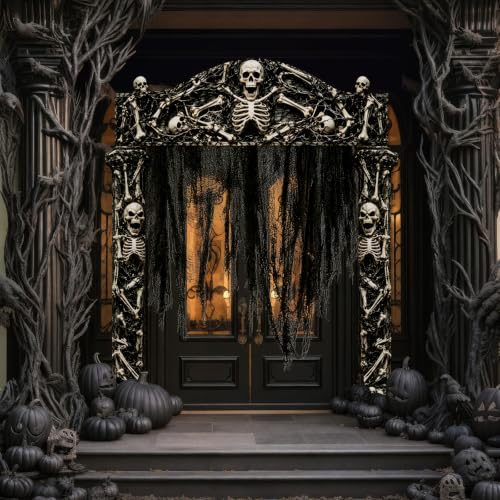 Halloween Skull Swamp Cemetery Porch Banner Set - Black, 4 Pieces