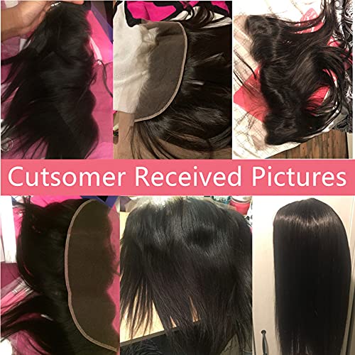 13x4 Full Lace Frontal Closure Ear To Ear 130% Density Free Part Straight Brazilian Virgin Human Hair Lace Frontal With Baby Hair For Black Women Natural Color 12 inch(13X4 lace frontal, 12)