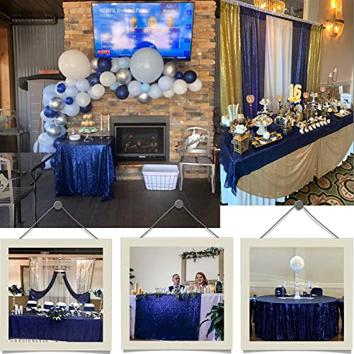 Navy Blue Sequin Tablecloth 108 Inch Round Sparkly Party Cover - Variation of THIS listing