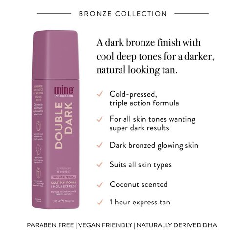 MineTan Deluxe Bronze Self Tanner Bundle - Achieve Dark, Glowing Skin | Includes Double Dark Mousse, Face Mist & Mitt