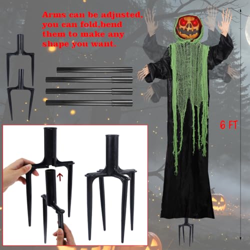 Halloween Decor Outdoor 6ft Lighted Standing Pumpkin Men - 2 Pack - Spooky Halloween Props