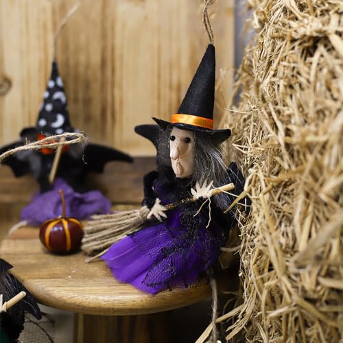Purple Halloween Witch and Ghost Plush Decorations - Festival Hanging Charms