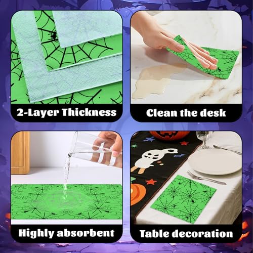 Halloween Spider Web Napkins 40 Pack - 13x13 Inches Disposable Party Paper Decor