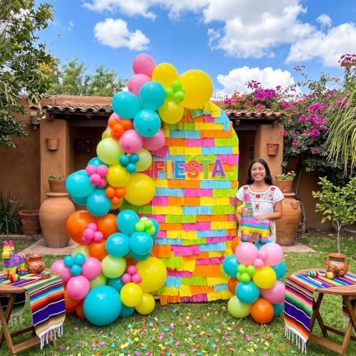 Mexican Fiesta Balloon Arch Garland Kit - Taco Tuesday Birthday Decorations - Hot Pink & Orange