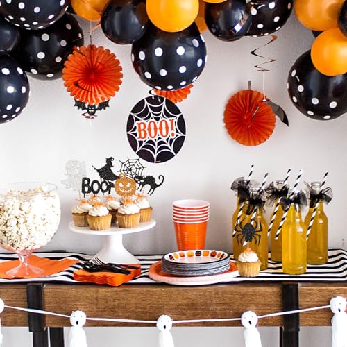 Halloween Cupcake Toppers Glitter Spooky Witch Black 48 Pcs Lel-55 Party Decorations