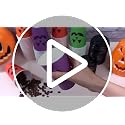 Halloween Paper Cups with Lids 12oz Pumpkin Face Print - 100 Pack