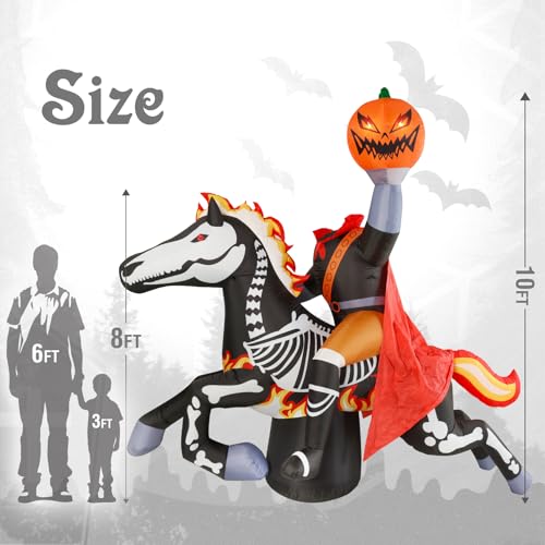 Halloween Inflatable Headless Horseman Yard Decor with LED Lights - 9 Ft