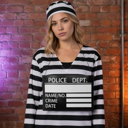 10pcs Prisoner Costume Nameplates Convict Signs Photo Booth Props