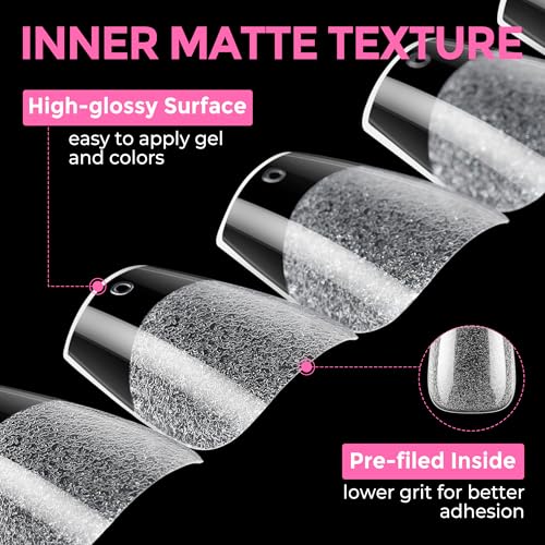 Extra Short Coffin Nail Tips - 216pcs Soft Gel Fake Nails, No Trace, Pre-Shaped